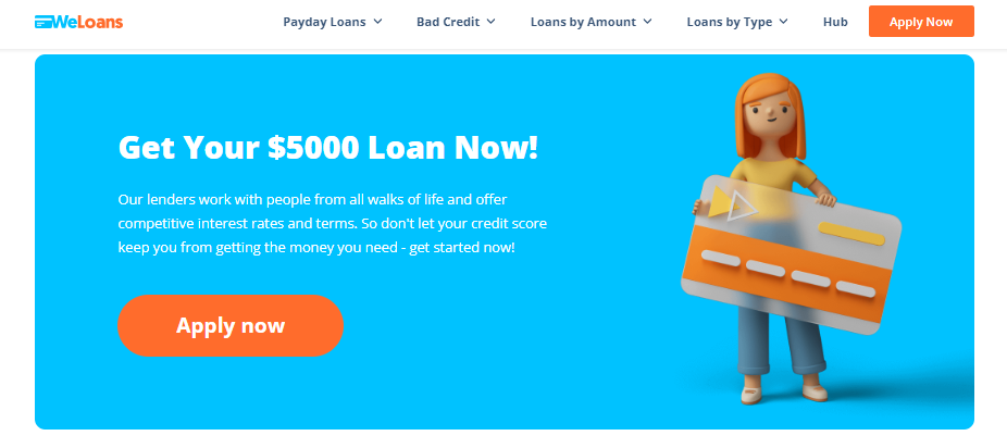 $5000 bad credit personal loans from the site of WeLoans
